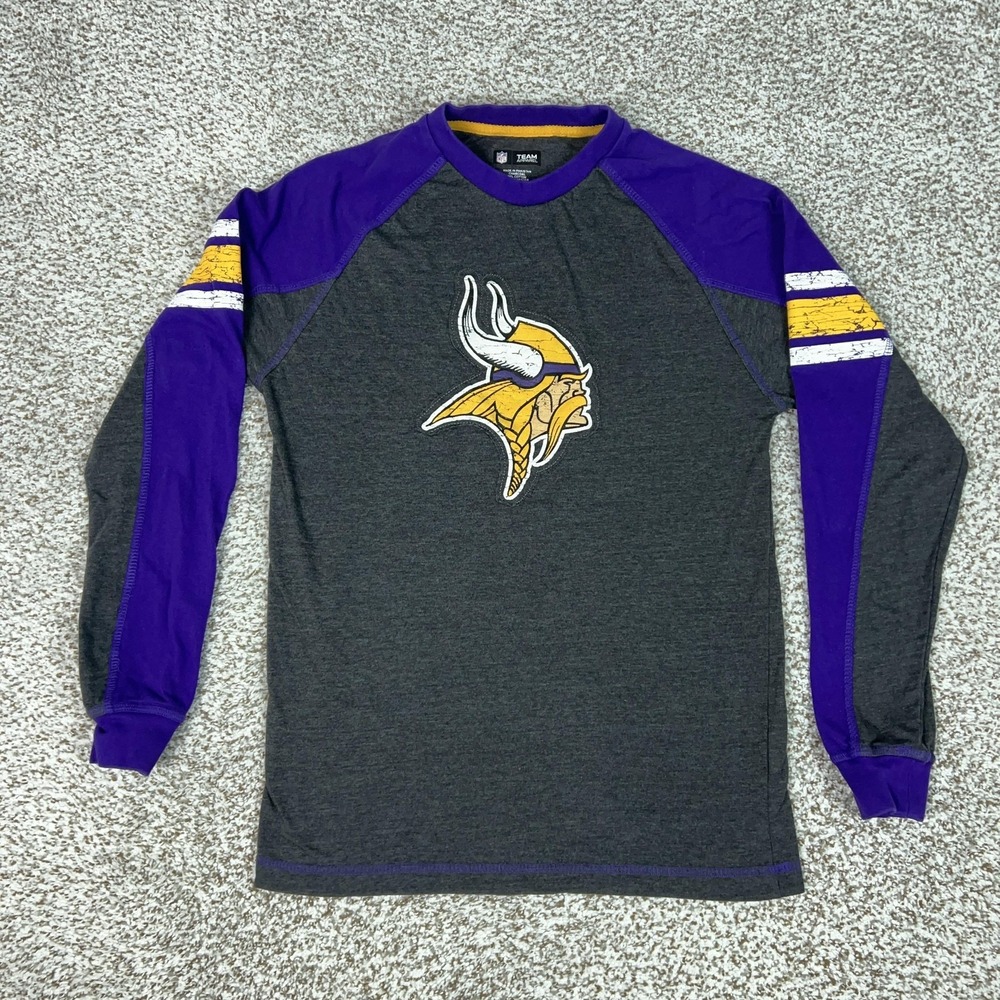 Minnesota Vikings Shirt Mens Small Gray Long Sleeve NFL Football Team Apparel
